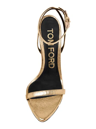 Tom Ford Padlock Naked Metallic Pointy Toe Sandal In Gold
