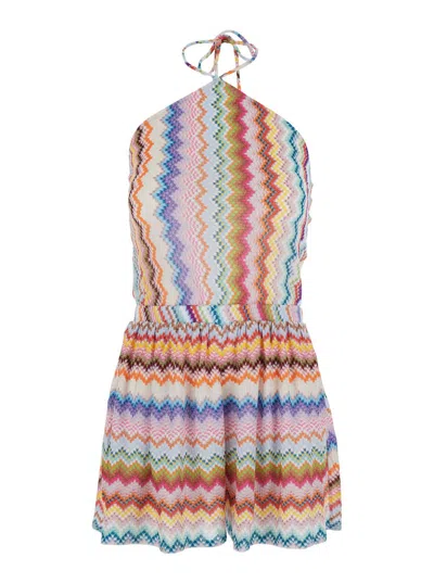 Missoni Multicolor Jumpsuit With All-over Zig Zag Pattern In Lamé Viscose Woman In Multi