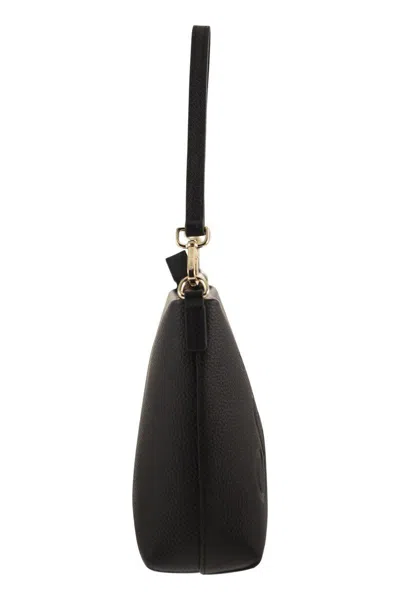 Mc2 Saint Barth Aline - Hammered Leather Bag In Black