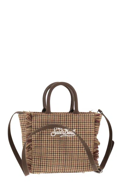 Mc2 Saint Barth Check-pattern Vanity Mini Wool Tote Bag In Brown
