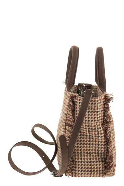 Mc2 Saint Barth Check-pattern Vanity Mini Wool Tote Bag In Brown