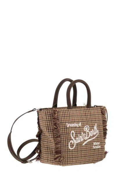 Mc2 Saint Barth Check-pattern Vanity Mini Wool Tote Bag In Brown