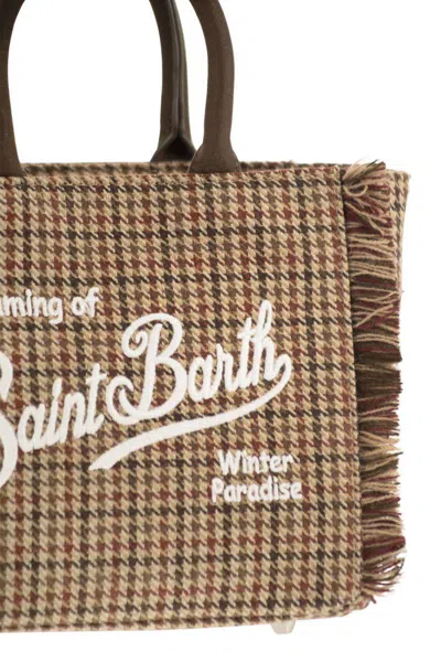 Mc2 Saint Barth Check-pattern Vanity Mini Wool Tote Bag In Brown