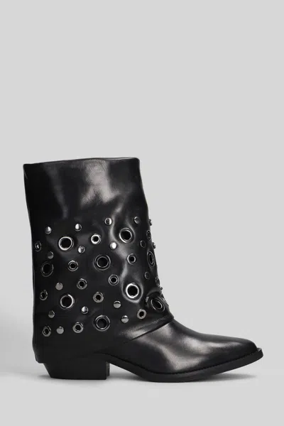 Julie Dee 40mm Eyelet Pointed-toe Boots In Black