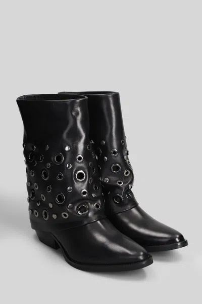 Julie Dee 40mm Eyelet Pointed-toe Boots In Black