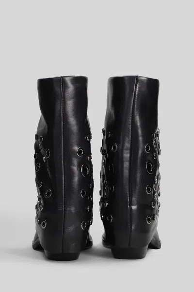 Julie Dee 40mm Eyelet Pointed-toe Boots In Black