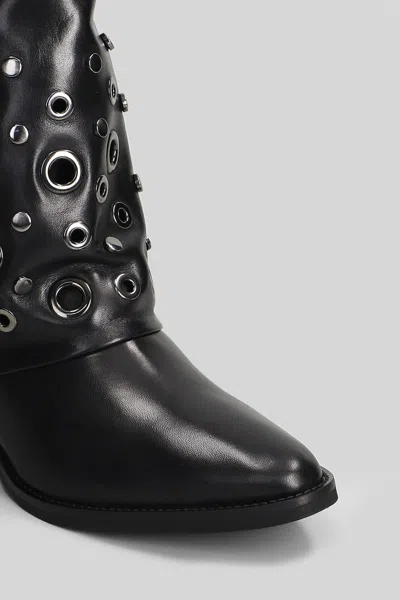 Julie Dee 40mm Eyelet Pointed-toe Boots In Black