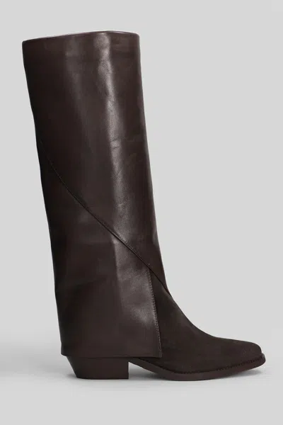 Julie Dee Knee Panelled 40 Boot In Brown