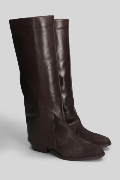 Julie Dee Knee Panelled 40 Boot In Brown