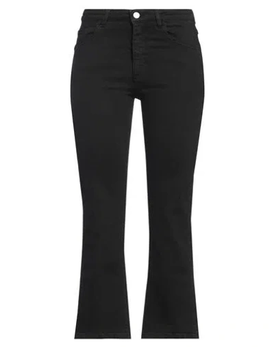 Icon Denim Woman Jeans Black Size 30 Cotton, Polyester, Elastane In Black