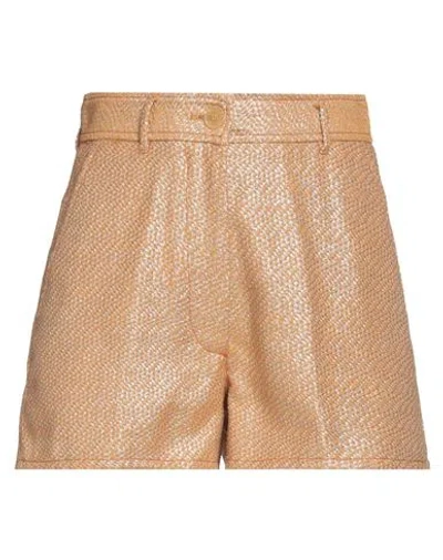 Forte Forte Forte_forte Woman Shorts & Bermuda Shorts Camel Size 00 Cotton, Polyester, Metallic Polyester In Brown