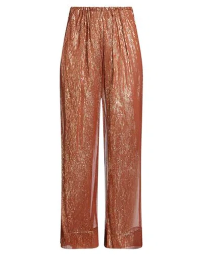 Forte Forte Forte_forte Woman Pants Brown Size 00 Silk, Metallic Polyester In Red