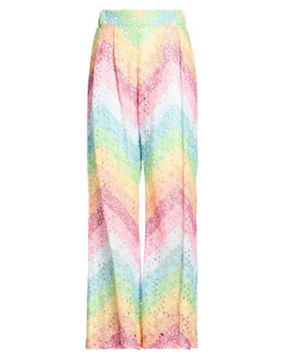 Mary Katrantzou Woman Pants Orange Size 8 Nylon, Cotton In Multi