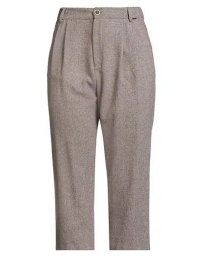 Nualy Woman Pants Light Brown Size 6 Polyester, Polyamide, Elastane In Gray