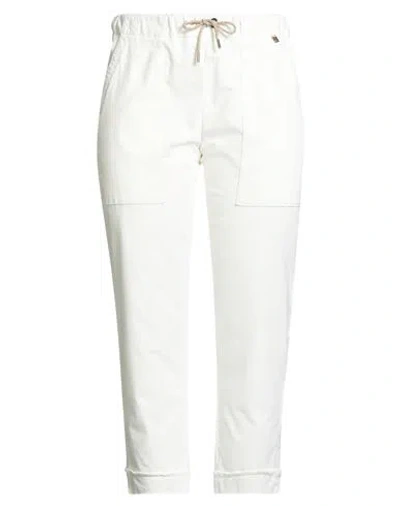 Dismero Woman Pants Ivory Size 12 Cotton, Elastane In White