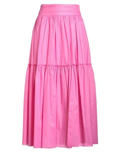 Hanita Woman Maxi Skirt Fuchsia Size 8 Cotton In Pink