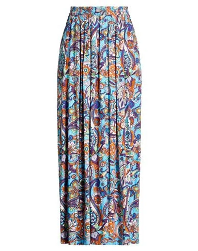 Connor & Blake Woman Maxi Skirt Azure Size L Viscose In Blue