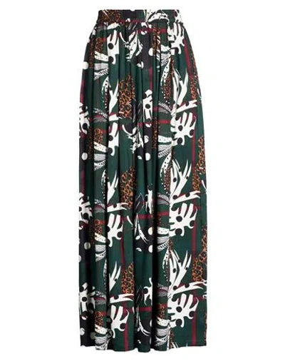 Connor & Blake Woman Maxi Skirt Dark Green Size L Viscose In Green