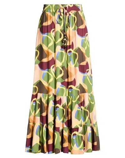 Connor & Blake Woman Maxi Skirt Military Green Size Xl Viscose In Green