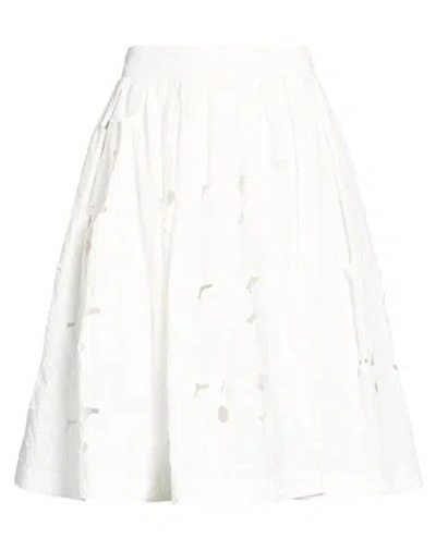 Msgm Woman Midi Skirt White Size 6 Cotton In White