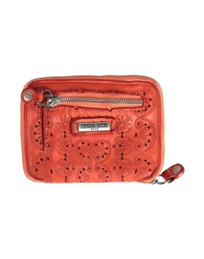Caterina Lucchi Gold Woman Wallet Coral Size - Calfskin, Cow Leather In Red