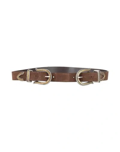 Maje Woman Belt Dark Brown Size 3 Cow Leather, Zamak In Brown