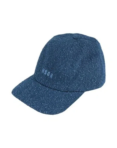 Msgm Woman Hat Blue Size Onesize Cotton, Elastane In Blue