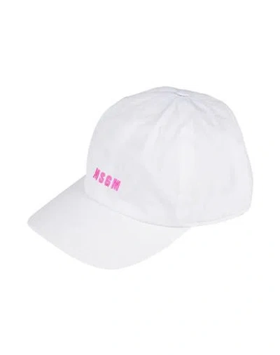 Msgm Woman Hat White Size Onesize Cotton In White