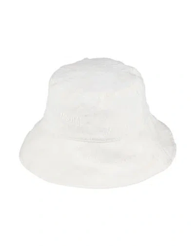 Msgm Woman Hat White Size L Polyester, Cotton In White
