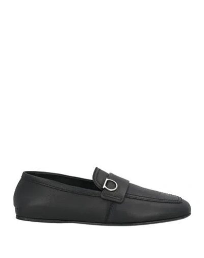 Ferragamo Leather Debros Loafers Metal Buckle In Black