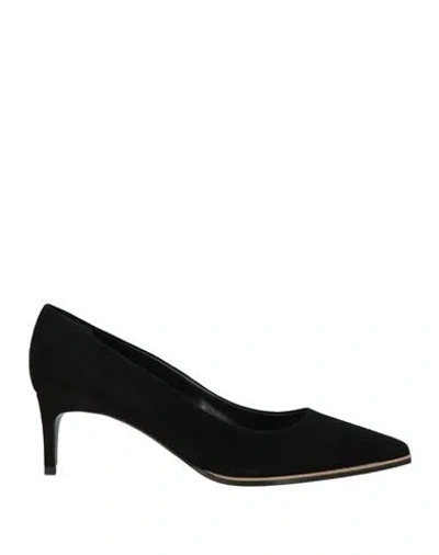 Pollini Woman Pumps Black Size 7 Leather In Black
