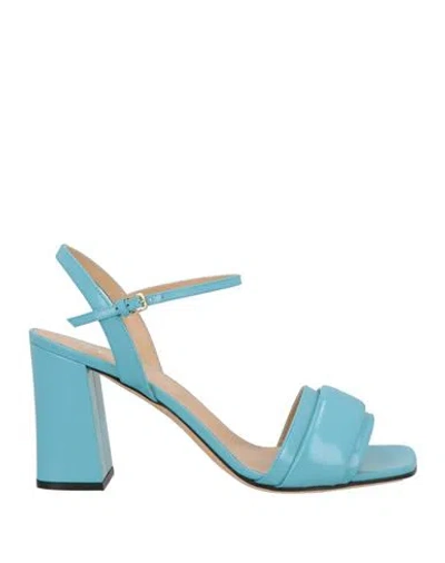 Sergio Rossi Woman Sandals Light Blue Size 6 Leather In Blue
