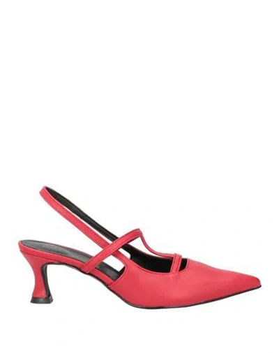 Divine Follie Woman Pumps Red Size 8 Textile Fibers In Red