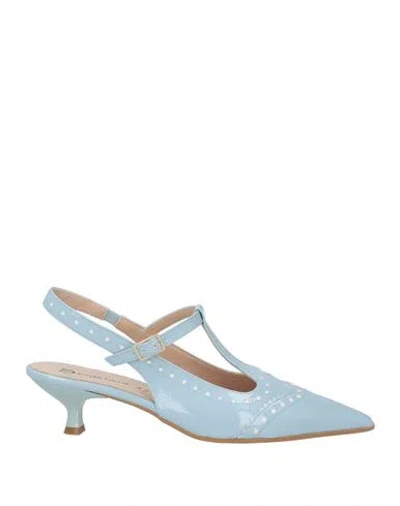 Divine Follie Woman Pumps Sky Blue Size 8 Textile Fibers In Blue
