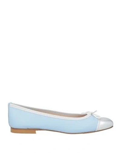 Divine Follie Woman Ballet Flats Azure Size 8 Leather In Blue