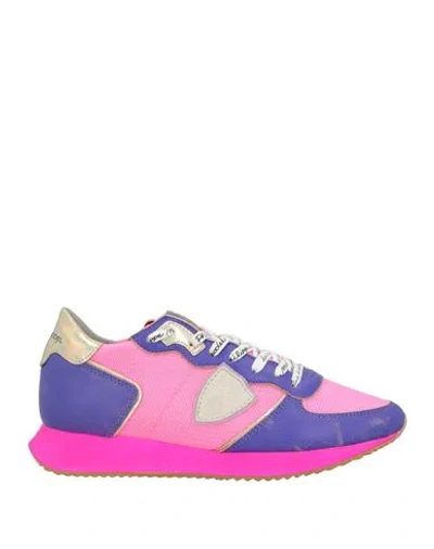 Philippe Model Woman Sneakers Pink Size 5 Textile Fibers, Leather In Pink