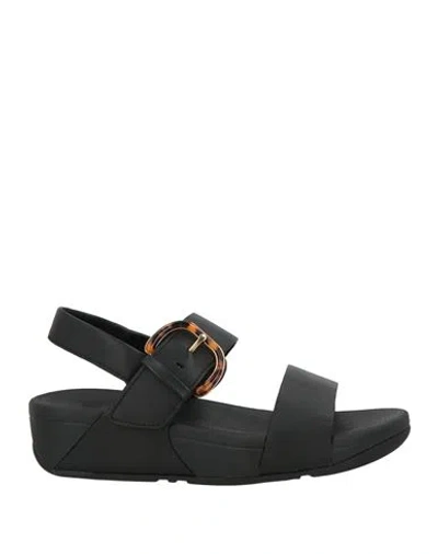 Fitflop Woman Sandals Black Size 7 Leather, Rubber In Black