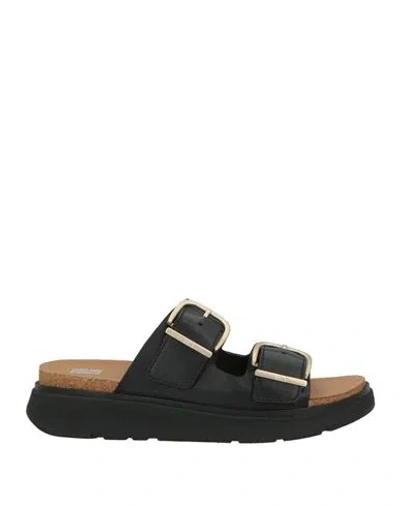 Fitflop Woman Sandals Black Size 7 Leather, Rubber In Black