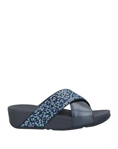 Fitflop Woman Sandals Navy Size 7 Synthetisches Material, Textile Fibers In Black