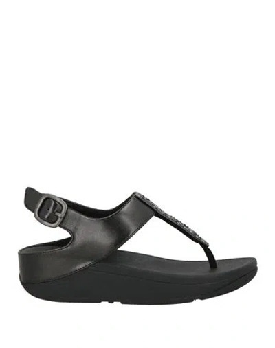 Fitflop Woman Thong Sandal Black Size 7 Synthetisches Material, Textile Fibers In Black