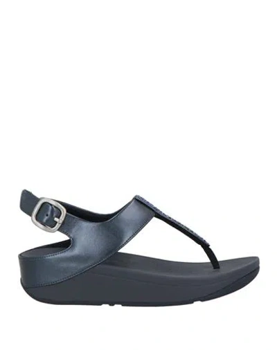Fitflop Woman Thong Sandal Midnight Blue Size 6 Synthetisches Material, Textile Fibers In Blue