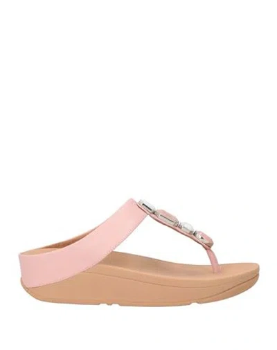 Fitflop Woman Thong Sandal Blush Size 7 Leather In Pink