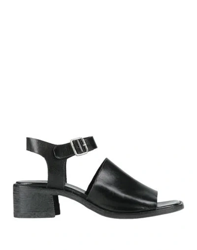 Moma Woman Sandals Black Size 8 Leather In Black