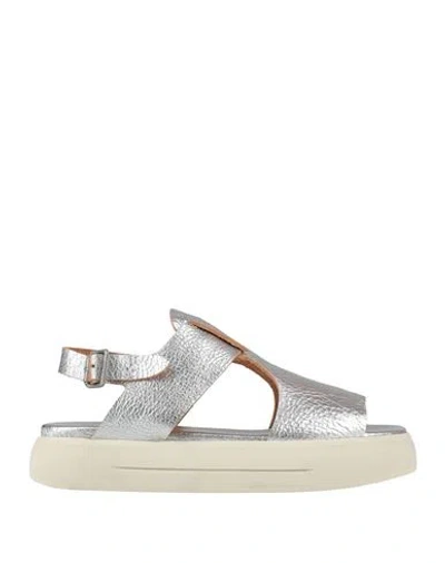 Moma Woman Sandals Silver Size 9 Leather In Silver