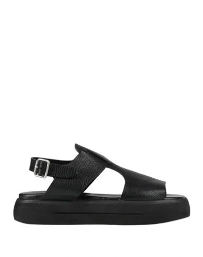 Moma Woman Sandals Black Size 8 Leather In Black