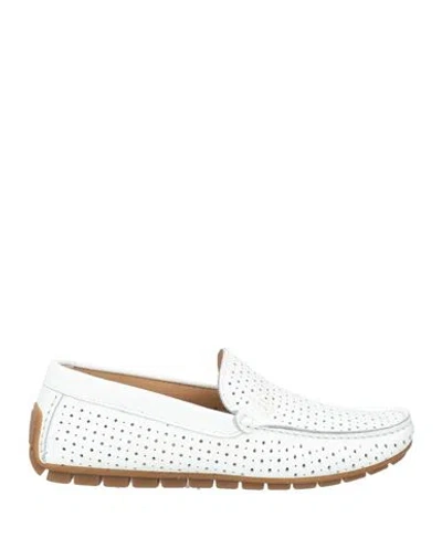 Baldinini Man Loafers White Size 7 Leather In White