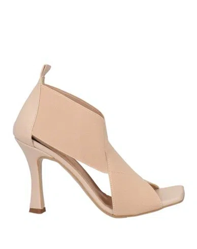 Ovyè Ovyé Woman Sandals Blush Size 8 Leather, Elastic Fibres In Multi