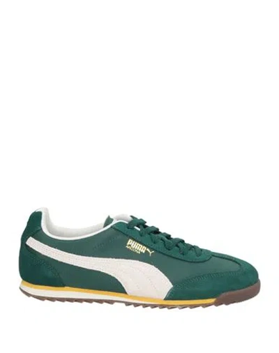 Puma Arizona Nylon Woman Sneakers Dark Green Size 7.5 Cowhide, Textile Fibers In Green