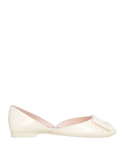 Roger Vivier Woman Ballet Flats Cream Size 5.5 Leather In White
