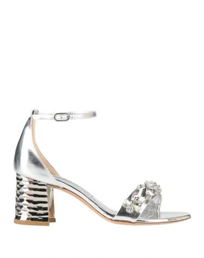 Francesco Sacco Woman Sandals Silver Size 7 Leather In Silver